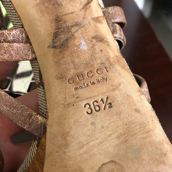 Gucci Bamboo Icon Logo Canvas Leather 36.5 Heels - Picture 8 of 8